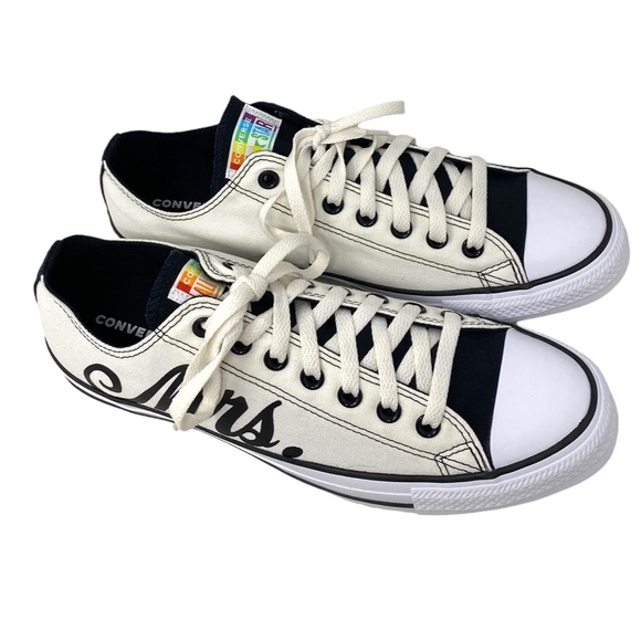Converse Ctas Low Top Wedding White Canvas Men’s Sneakers Custom 171213C-WHTOFBK - Picture 4 of 12